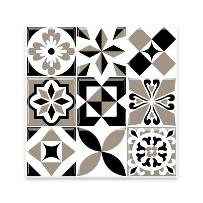 Płytka samoprzylepna vintage czarno-beżowa 3D-1104 30,5 x 30,5 cm 4 szt.