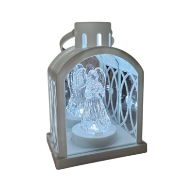 Latarenka LED z aniołkiem 18 x 13 cm biały CORTINA POLAND