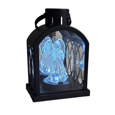 Latarenka LED z aniołkiem 18 x 13 cm czarny CORTINA POLAND