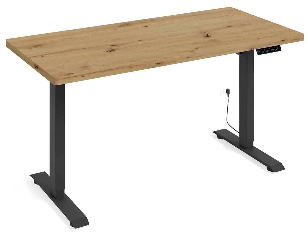 Elior Nowoczesne biurko do pracy na stojąco dąb artisan + czarny - Nue 4X
