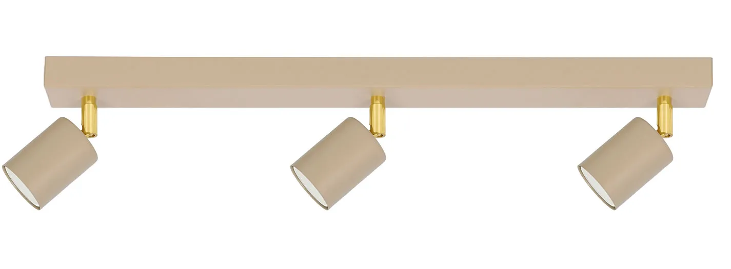 Beżowa metalowa lampa sufitowa z 3 ruchomymi reflektorami - P003-Orbo