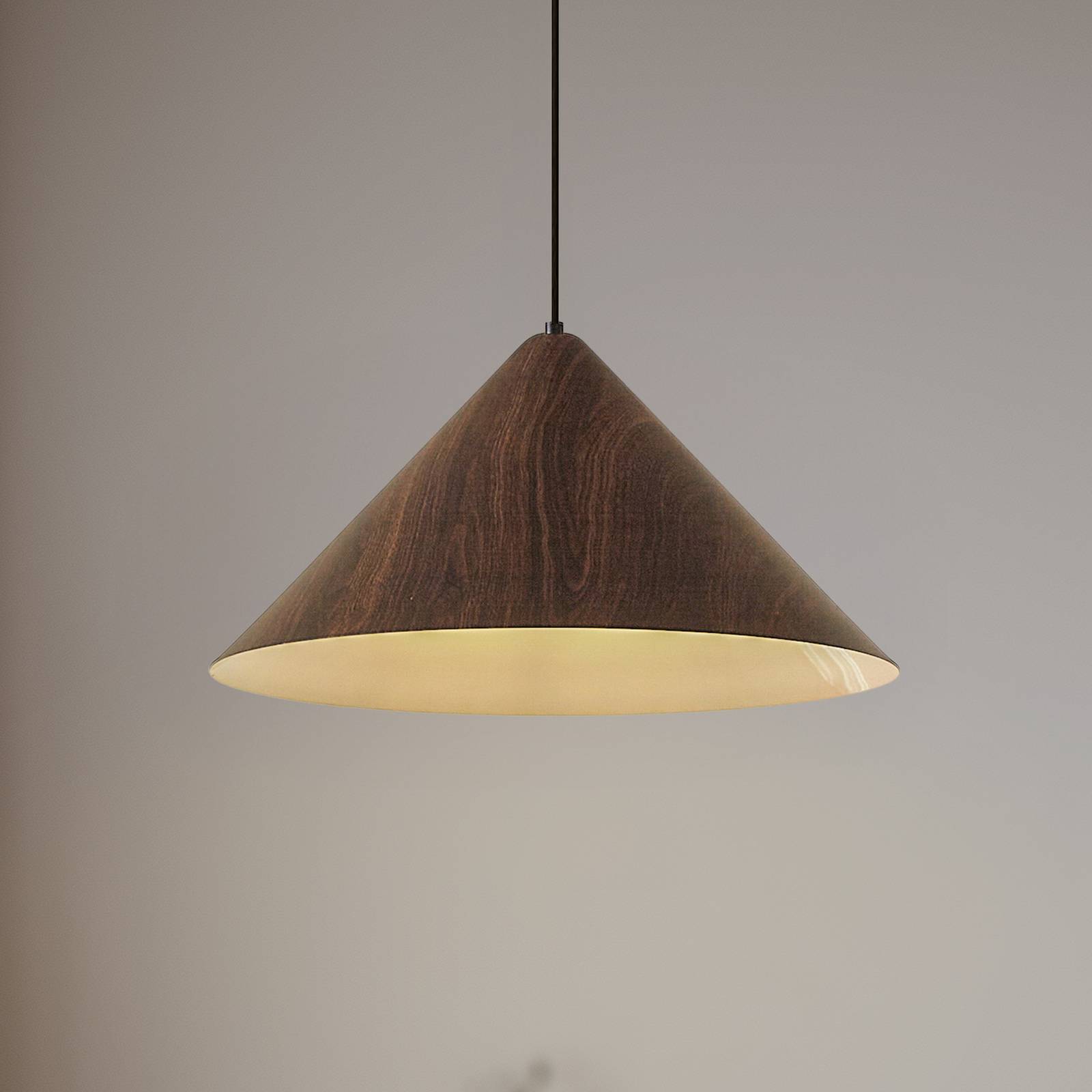 Lampa wisząca Clarine Lindby, możliwość ściemniania, ciemne drewno, salon / jadalnia, metal, nowoczesny