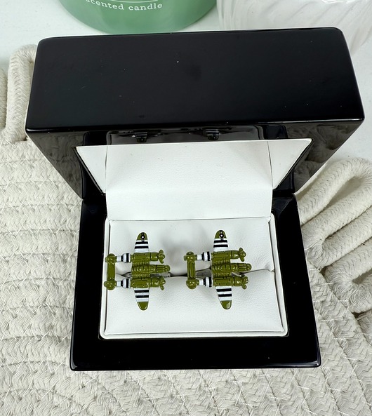 SPINKI DO MANKIETÓW samolot prezent dla żołnierza