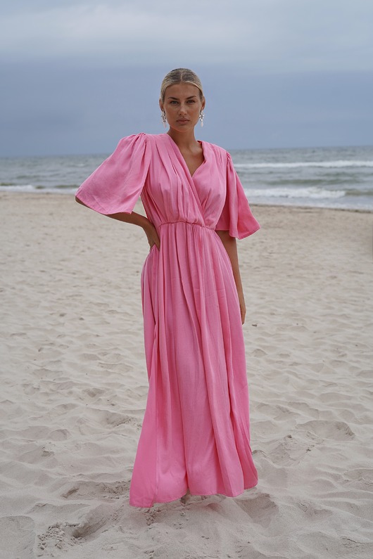 CS - Elegancka sukienka z rozcięciem Pink Pearl