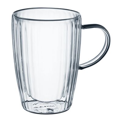 Zestaw 2 szklanek Curly termicznych z uchwytem 350 ml transparentny