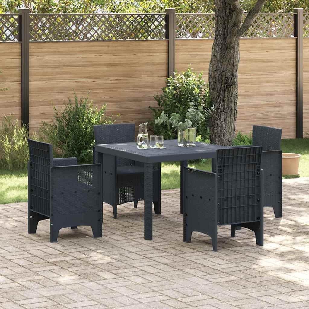 Zestaw do jadalni w ogrodzie 5 pcs Antracyt Rattan Polt