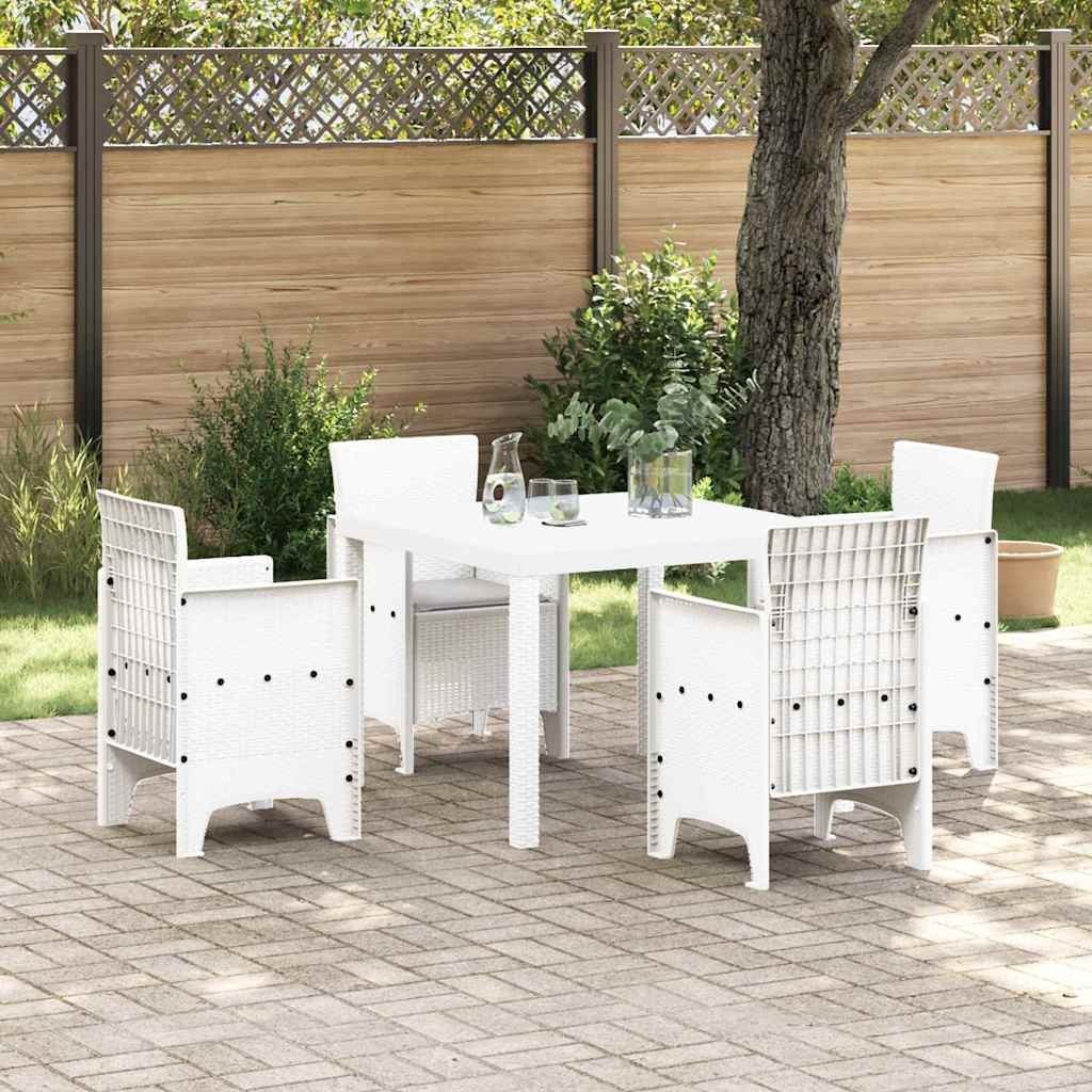 Zestaw do jadalni w ogrodzie 5 pcs Biały Rattan Polt