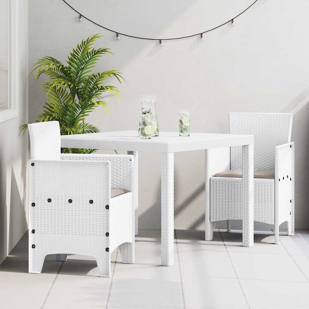 Zestaw do jadalni w ogrodzie 3 pcs Biały Rattan Polt
