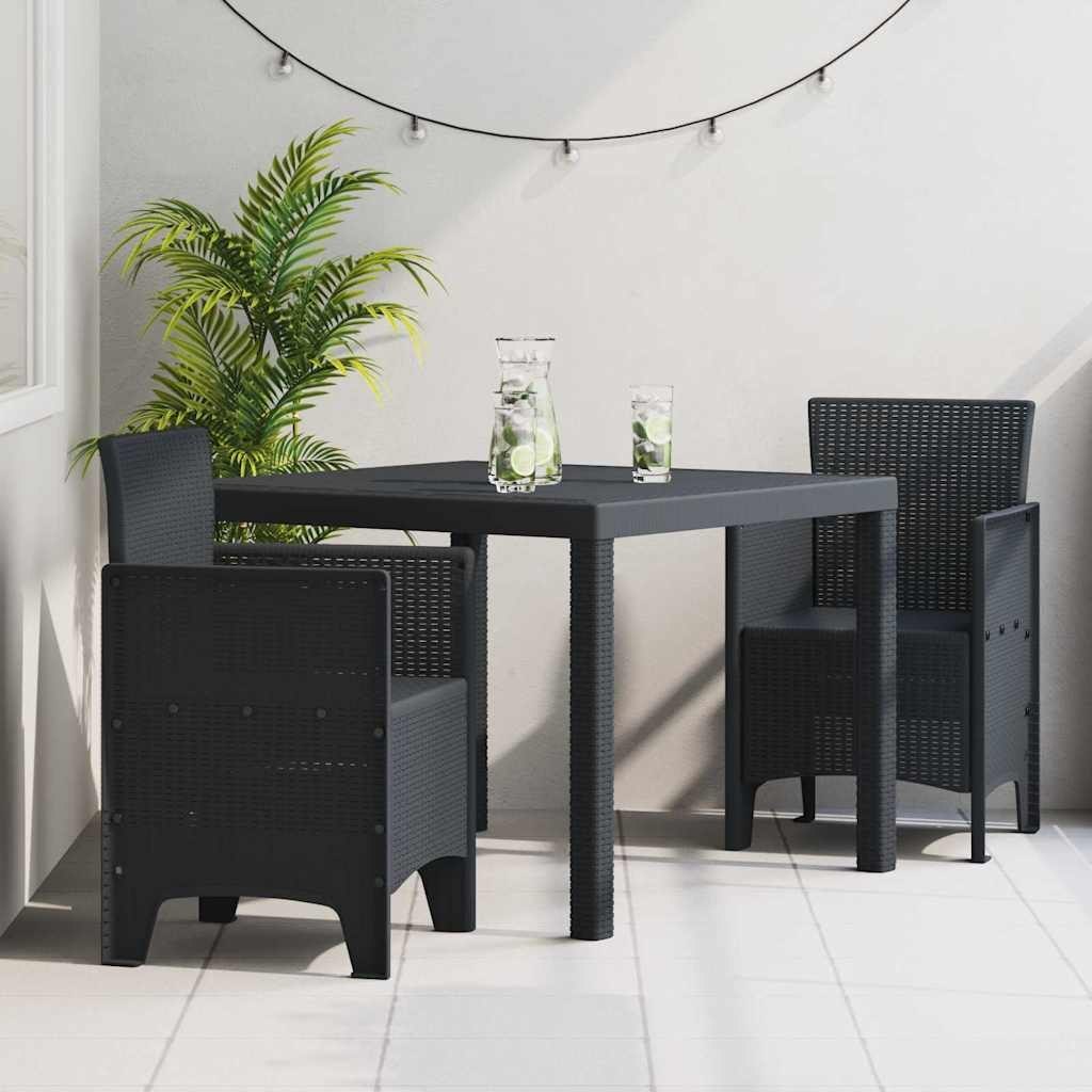 Zestaw do jadalni w ogrodzie 3 pcs Antracyt Rattan Polt