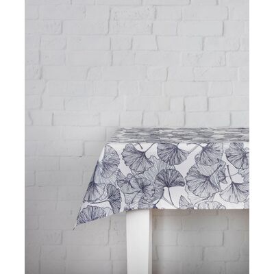 Obrus prostokątny Stems liście 110 x 160 cm niebiesko-biały