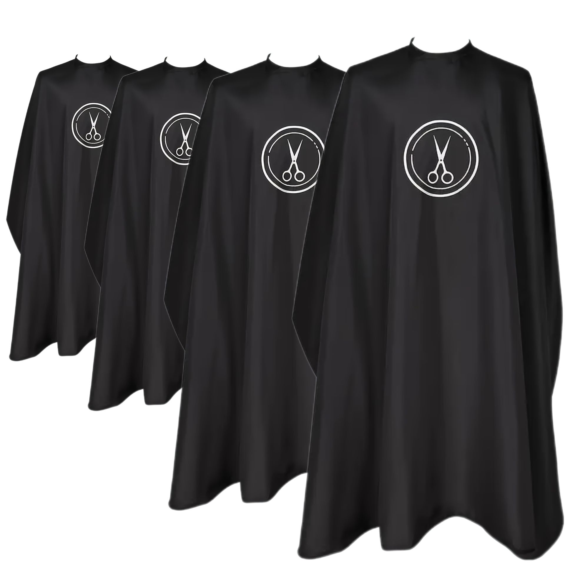 TEMU 4 szt. Profesjonalna Peleryna Fryzjerska z Wzorem Nożyczek - Antystatyczny Regulowany Kołnierz, Gładki Premium Materiał, Uniseks Strój Salonowy