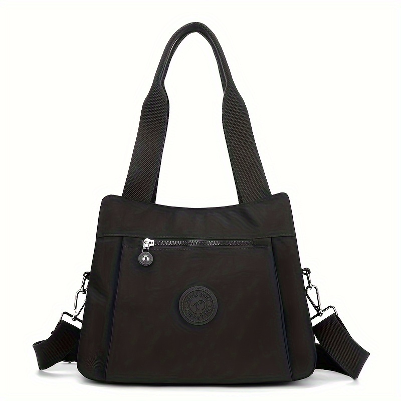 TEMU Elegancka Damska Torba Nylonowa - Wielofunkcyjna Torba na Ramię i do Ręki z Odpinanym Paskiem, Zamknięcie na Zamek, Podszewka z Poliestru - Styl