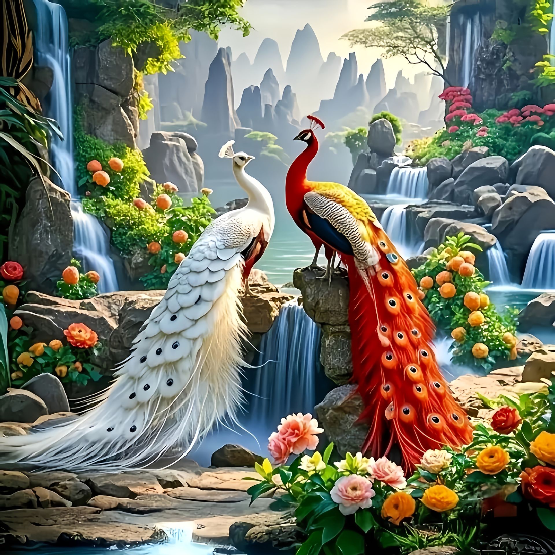 TEMU 5D Peacock Kit do malowania diamentów - Świeży okrągły diamentowy artystyczny, idealny dla początkujących, idealny do domu, biura lub dekoracji