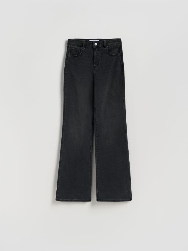 Reserved - Jeansy flare z wysokim stanem - czarny