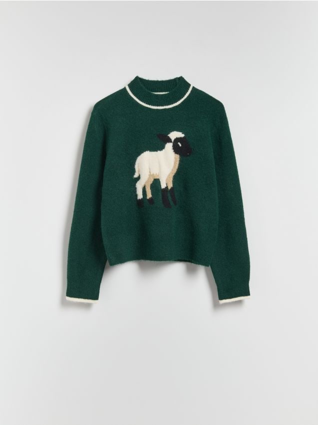 Reserved - Sweter z domieszką wełny - zielony