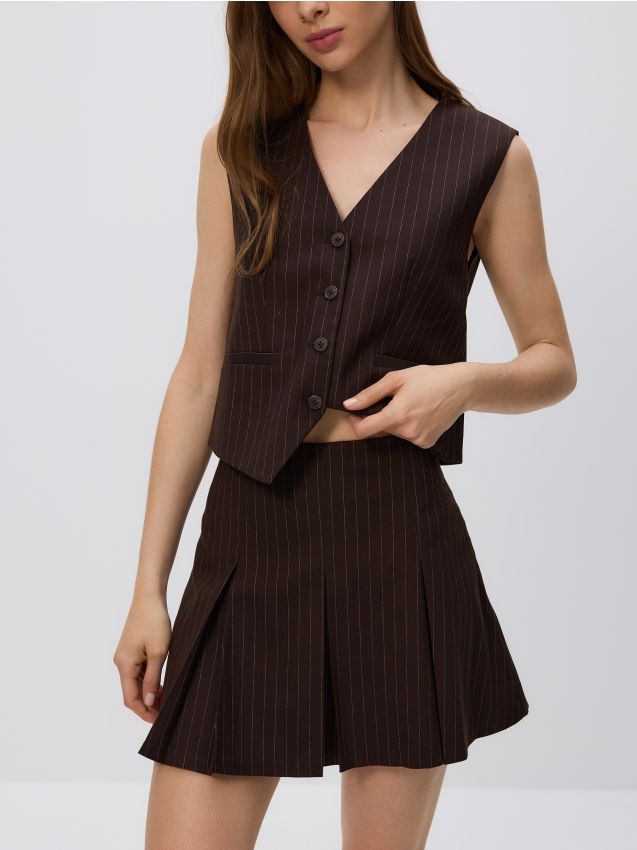 Reserved - Plisowane spódnico-szorty - ciemnobrązowy