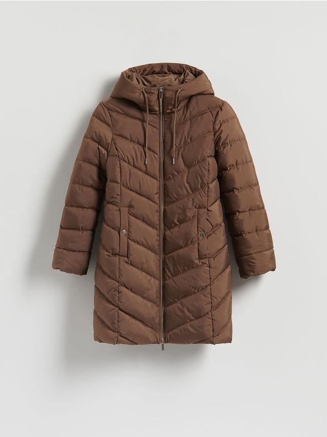 Reserved - Pikowany płaszcz - brązowy