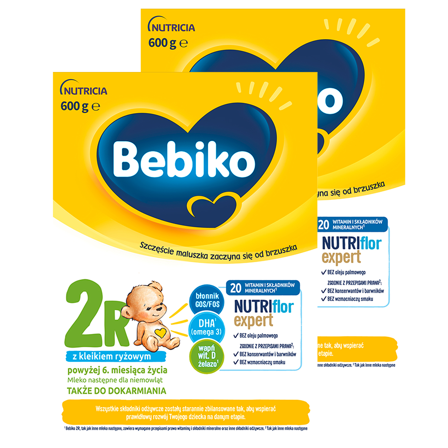 Zestaw Bebiko 2R Nutriflor Expert, mleko następne z kleikiem ryżowym, powyżej 6 miesiąca, 2 x 600 g
