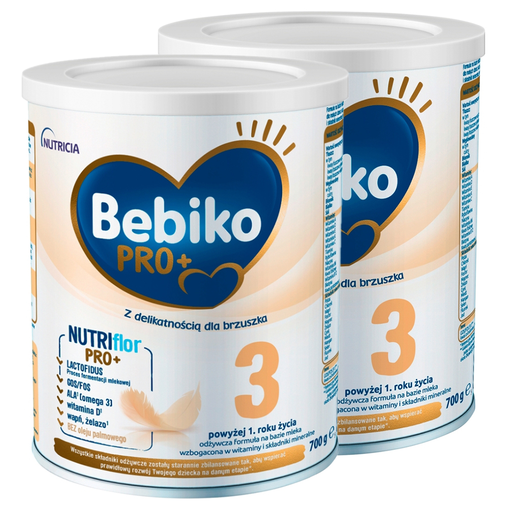 Zestaw Bebiko Pro+ 3 Nutriflor Pro+, mleko modyfikowane, powyżej 1 roku, 2 x 700 g