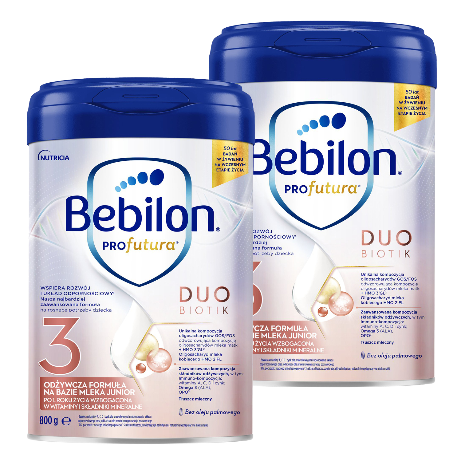 Zestaw Bebilon Profutura DuoBiotik 3, odżywcza formuła na bazie mleka, po 1 roku, 2 x 800 g