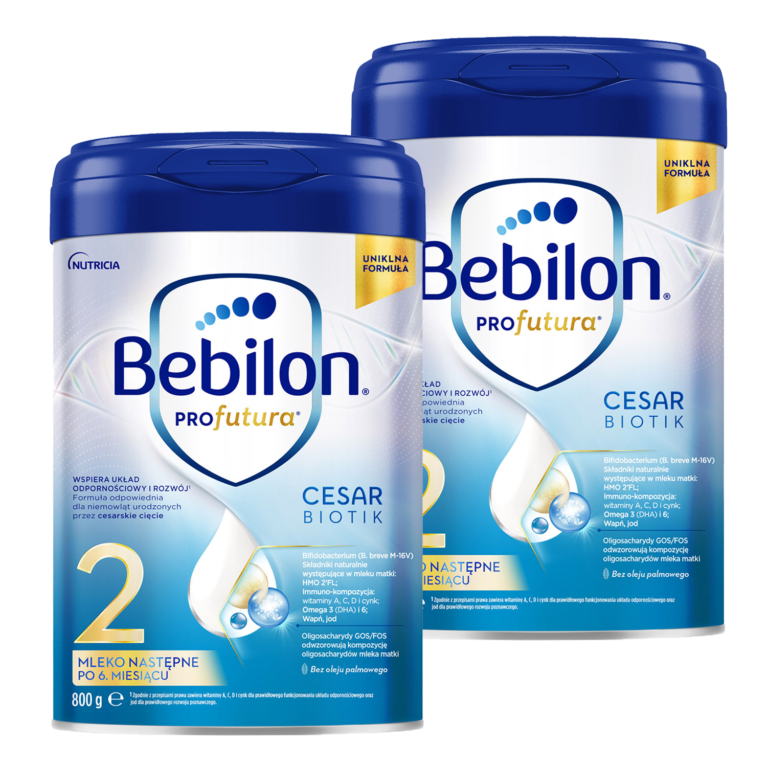 Zestaw Bebilon Profutura CesarBiotik 2, mleko następne, po 6 miesiącu, 2 x 800 g
