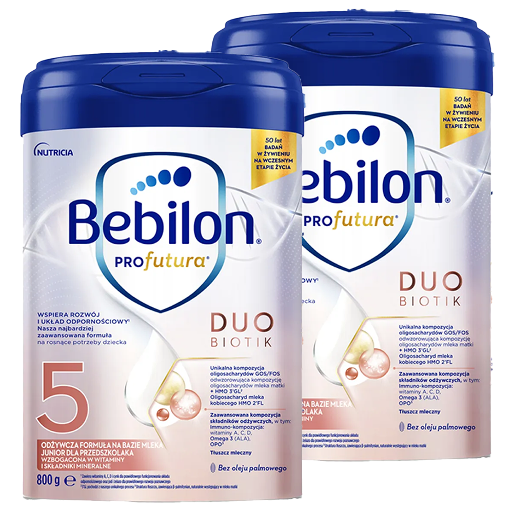 Zestaw Bebilon Profutura DuoBiotik 5, odżywcza formuła na bazie mleka, dla przedszkolaka, 2 x 800 g