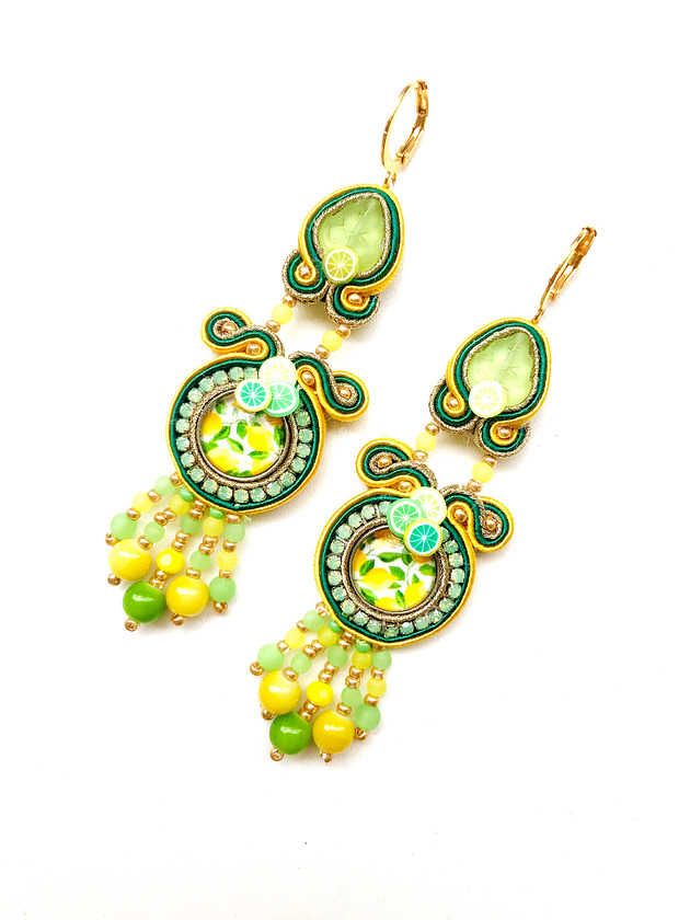 Sutaszowe kolczyki AMALFI z cytrynami _ kolekcja 2025