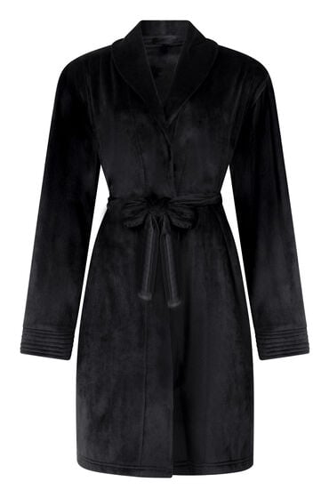 Hunkemöller Krótki szlafrok welurowy Czarny