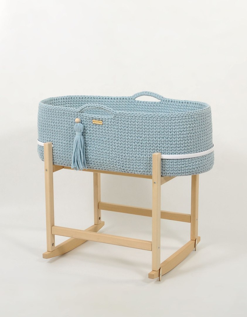Kosz Mojżesza BOHO Handmade z kołyską - misty blue