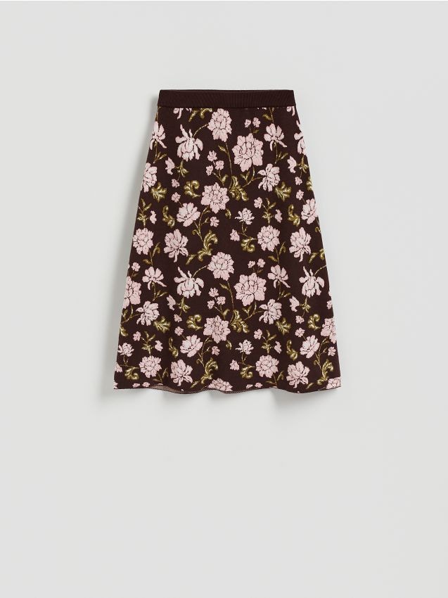 Reserved - Żakardowa spódnica midi - wielobarwny