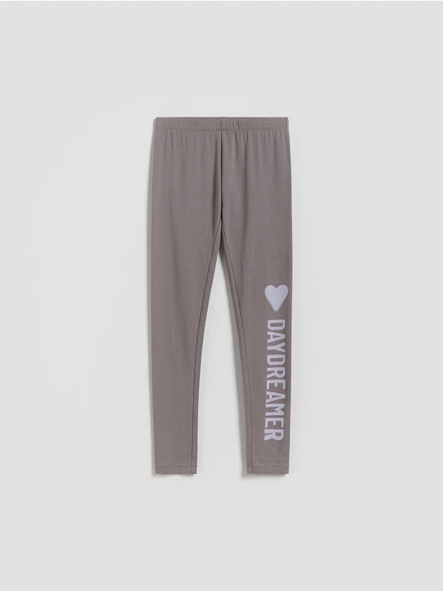 Reserved - Legginsy z napisem - ciemnoszary