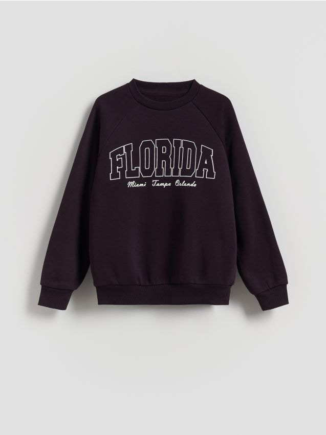 Reserved - Bluza z napisami - bordowy