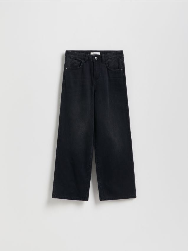 Reserved - Jeansy wide leg - czarny