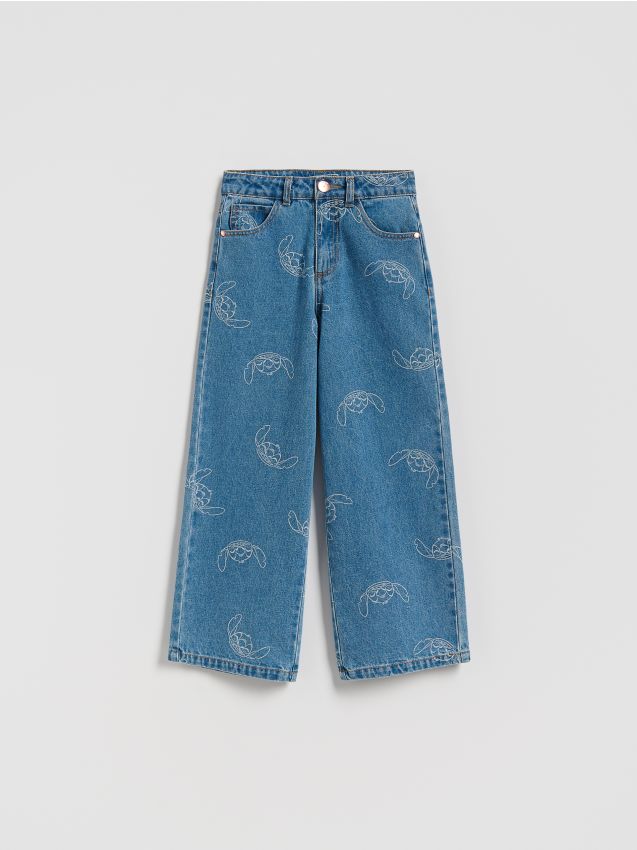 Reserved - Jeansy wide leg Lilo i Stitch - niebieski
