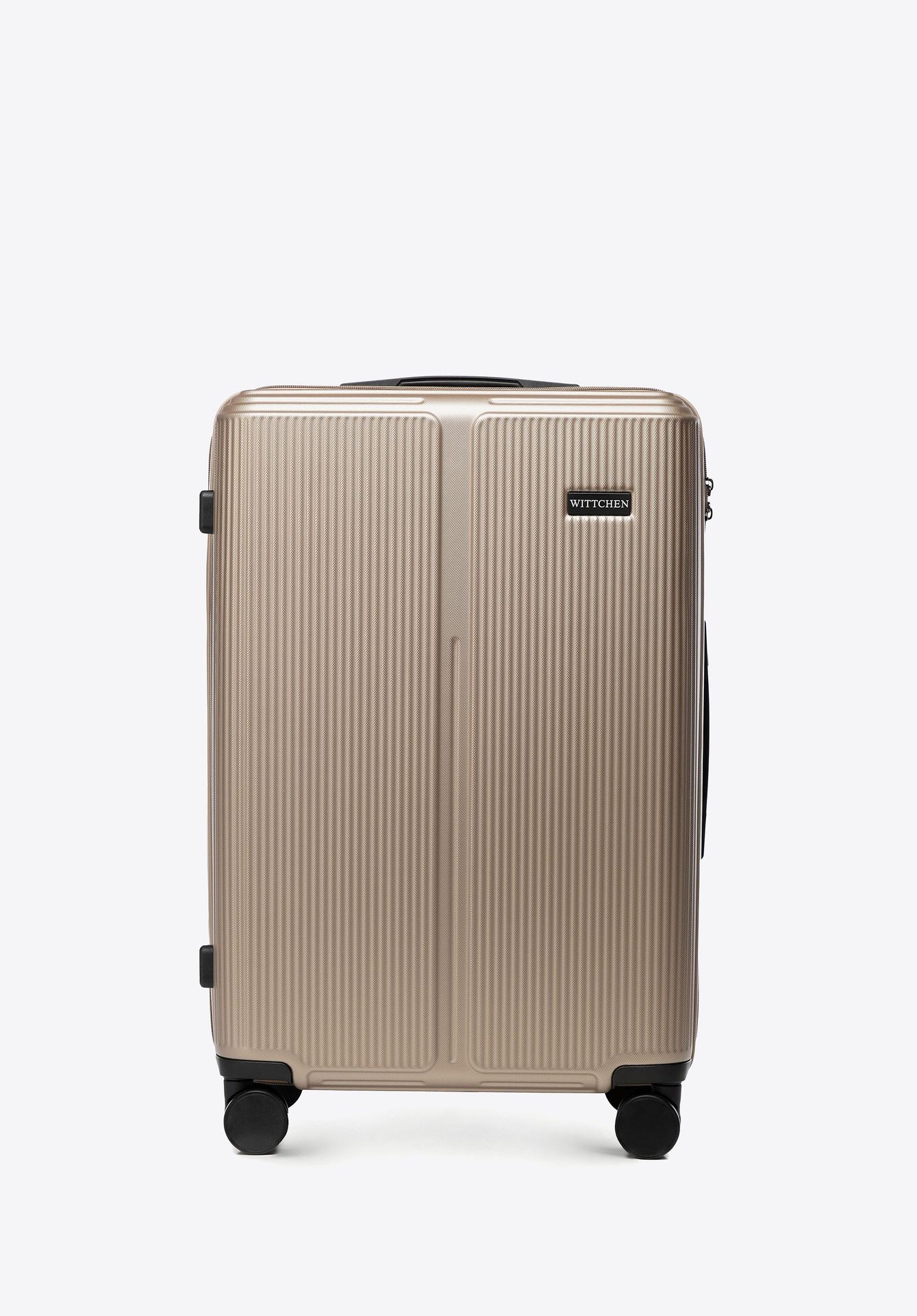 Średnia walizka z ABS-u w drobne paski złota