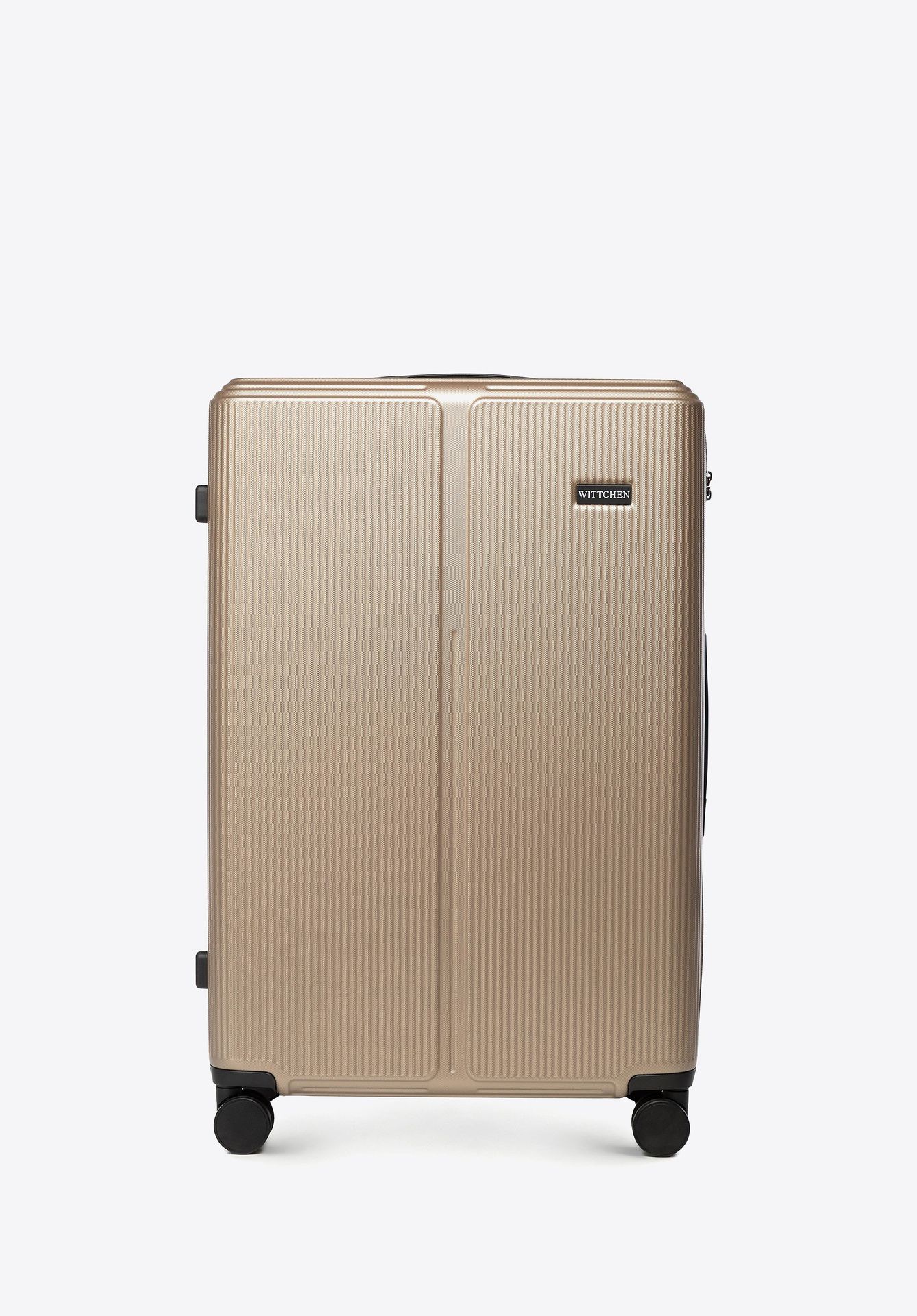 Duża walizka z ABS-u w drobne paski złota
