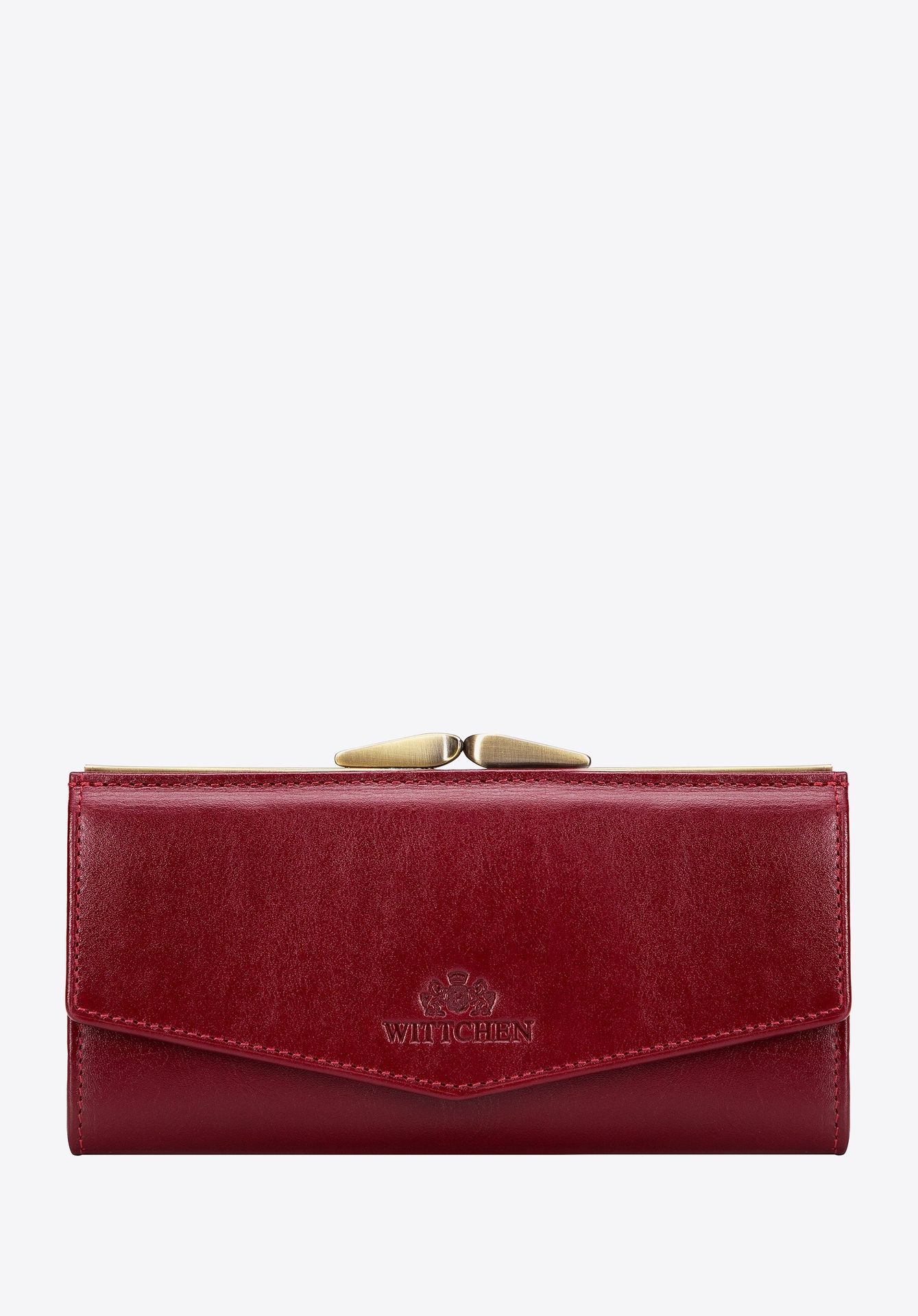 Damska portmonetka ze skóry z miejscem na dowód rejestracyjny czerwona