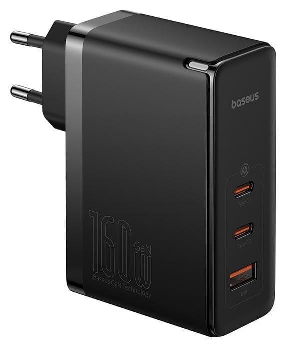 Baseus GaN5 Pro 2xUSB-C + USB, 160W czarna