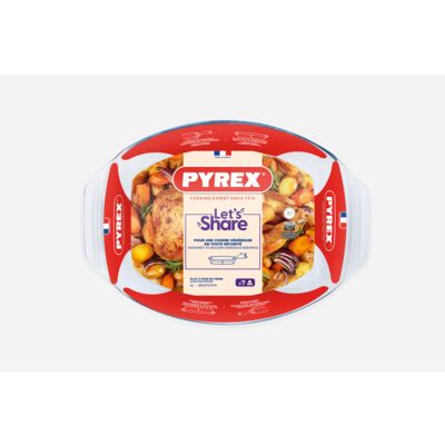 Brytfanna żaroodporna Let's share owalna 40 x 28 x 7 cm 4 l transparentny PYREX