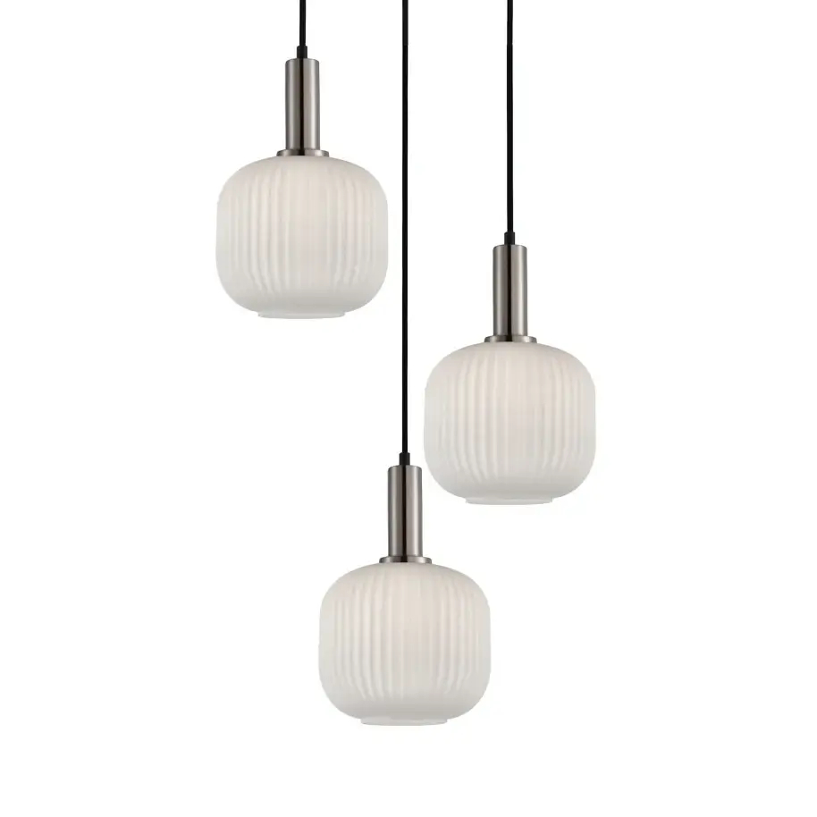 Potrójna lampa wisząca Penzi PND-31981-3S-SC-WH szklana biała srebrna