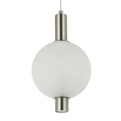 Kulista lampa wisząca Lenti PND-83631-1-SC-WH LED 7W 3000K biała srebrna