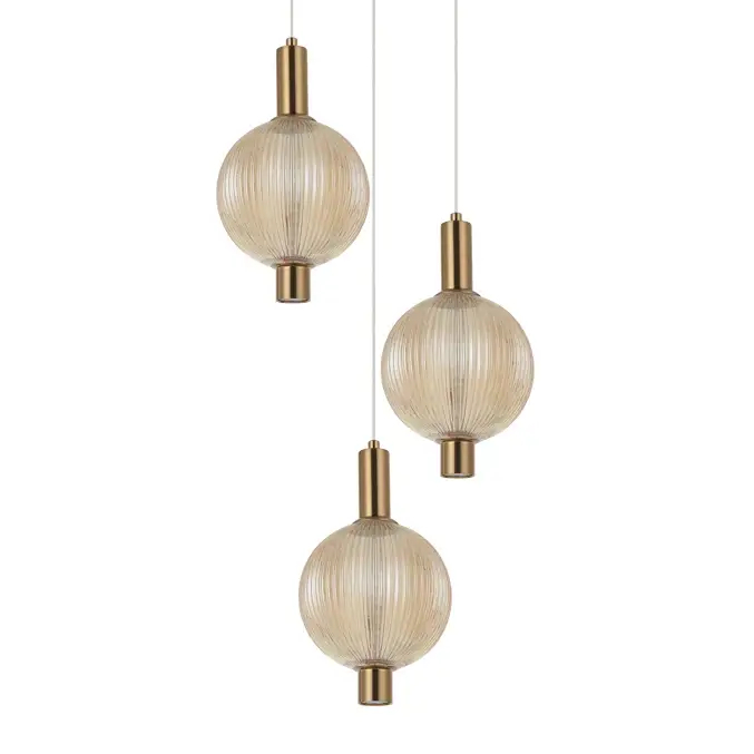 Potrójna wisząca lampa Lenti PND-83631-3-AB-AMB LED 18W 3000K bursztynowa