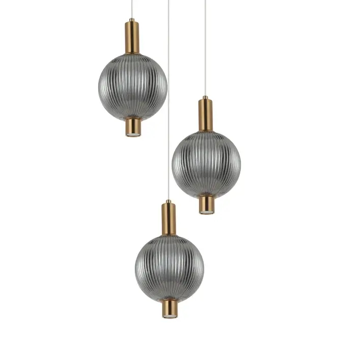 Zwisająca potrójna lampa Lenti PND-83631-3-BRO-SG LED 18W 3000K przydymiona