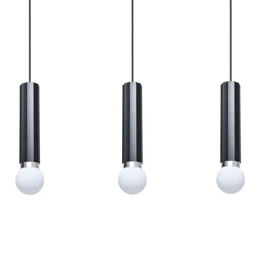 Potrójna lampa wisząca nad wyspę Macera PND-33849-3-BK czarna biała