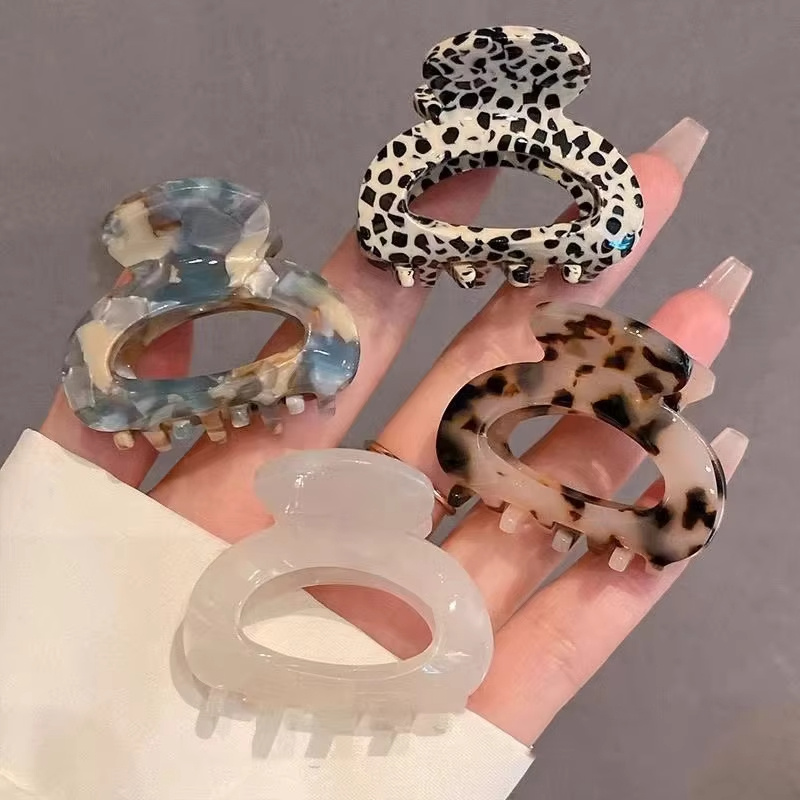 TEMU 6 szt./4 szt. Eleganckie Słodkie Spinki z Acetatu, Małe Owalne Klipsy do Włosów - Vintage Półwysokościowe Spinki na Cześć Tyłu Głowy w Kolorach