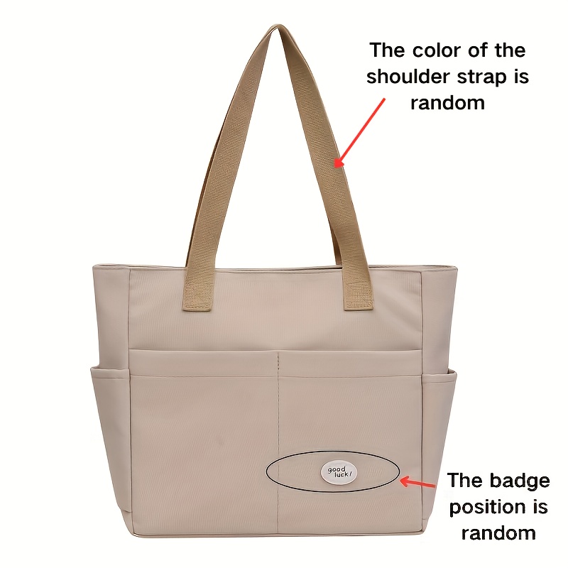 TEMU 1 szt. Damska torba płócienna - Duża pojemność z zamkiem błyskawicznym, wielofunkcyjna do codziennego użytku, dostępna w kolorze khaki, z