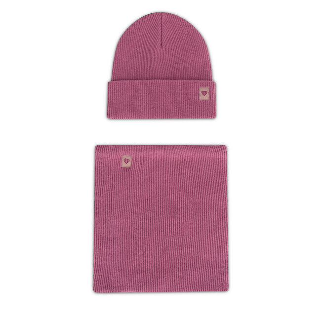 Komplet czapka i komin Nelli Blu 7KF-002-AW24 Różowy