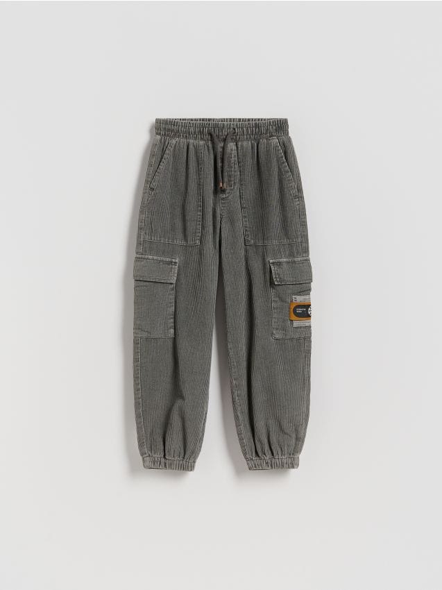 Reserved - Sztruksowe spodnie - ciemnoszary