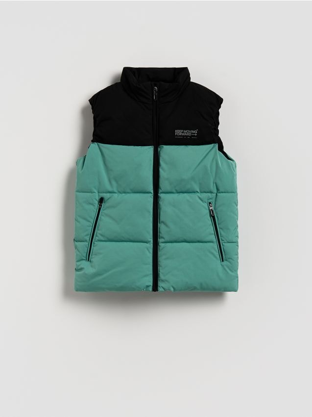 Reserved - Pikowana kamizelka z kieszeniami - morski