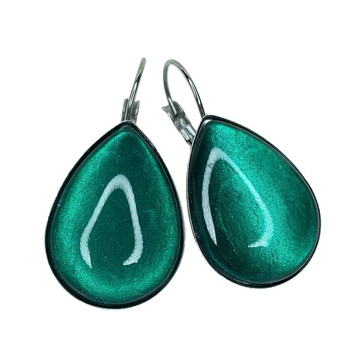 Kolczyki łezki w perłowym odcieniu szmaragdu Parla e14/1